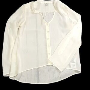 Guess cream sheer blouse small 3/4 sleeves